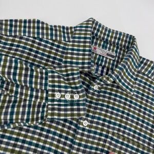 Turnbull Asser 17.5 Blue Green XL Plaid Flannel Button Down Shirt England